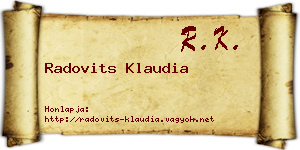 Radovits Klaudia névjegykártya